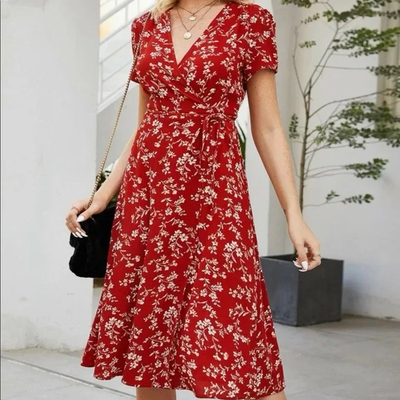 Boho Floral Print Wrap Dress - Picture 5 of 7